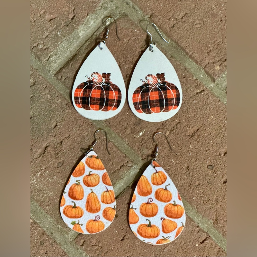 Fall Pumpkin Teardrop Dangle Earring Bundle